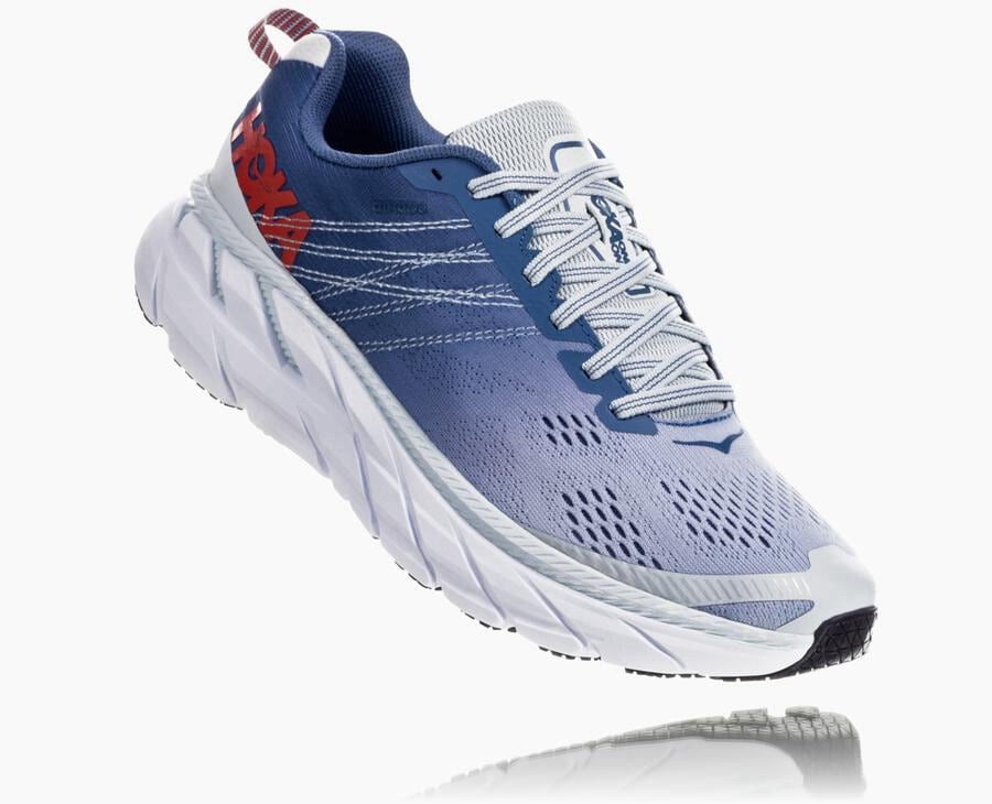 Tenis Corrida Hoka One One Feminino Azuis/Branco - Clifton 6 - 832-PTHNQS